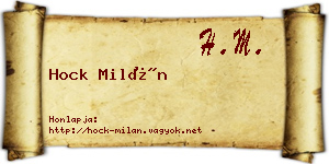 Hock Milán névjegykártya